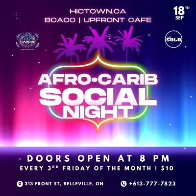 Afro-Carib Social Night at UpFront Cafe - Sep 18